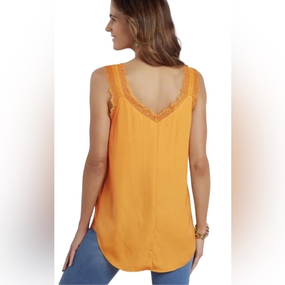 Soft Surroundings Baja Tunic in Artisan Gold Orange Lace Edge Blouse Size Large - Picture 3 of 17